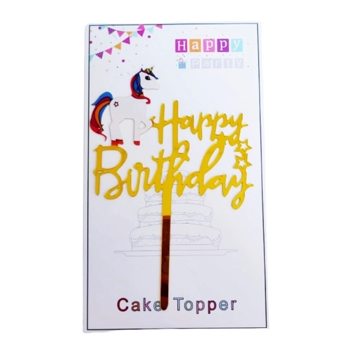 Topper ozdoby na tort jednorożec napis Happy Birthday dekoracje urodzinowe unicorn